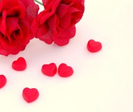 Love red roses and heart shaped candy